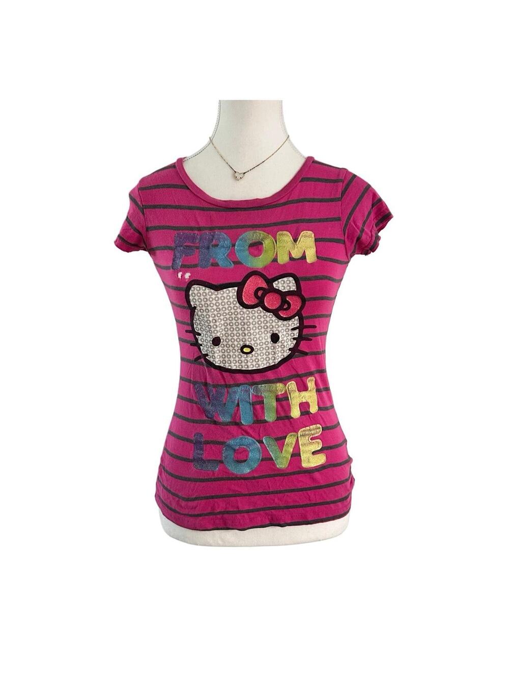 Vintage Y2K Pink Hello Kitty Baby Tee Fits Size XS-Small